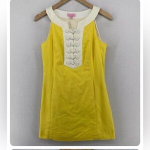 Lilly Pulitzer Yellow Sleeveless Dress With White Trim & Embellishments - 4